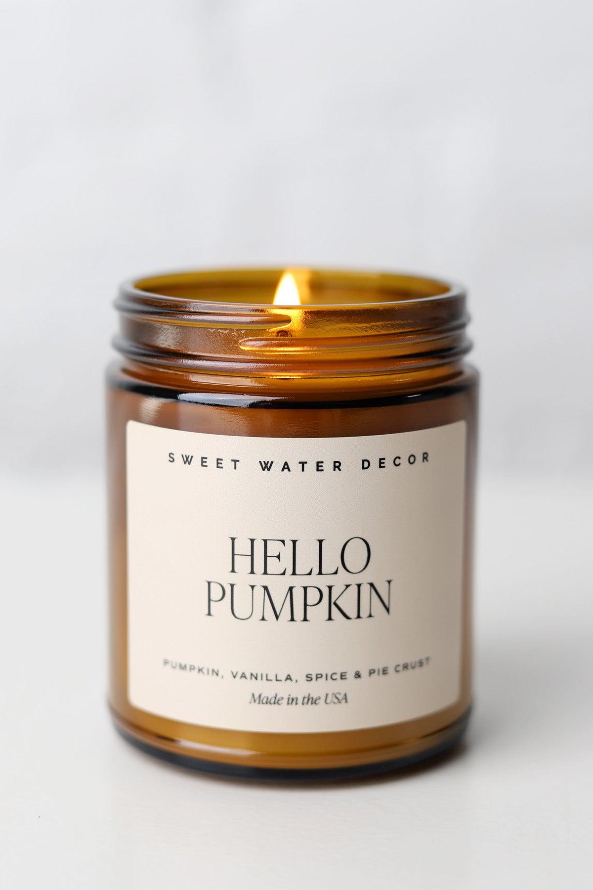 Hello Pumpkin 9 oz Soy Candle - Amber Jar