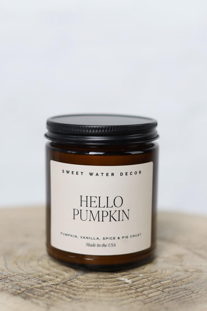 Hello Pumpkin 9 oz Soy Candle - Amber Jar