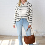 Holley High Neck Long Sleeve Stripe Top