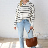 Holley High Neck Long Sleeve Stripe Top