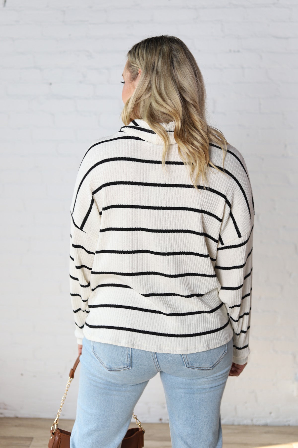 Holley High Neck Long Sleeve Stripe Top