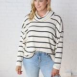 Holley High Neck Long Sleeve Stripe Top