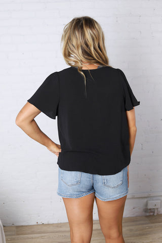 Hollis Effortless Grace V-Neck Blouse - Black
