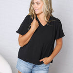 Hollis Effortless Grace V-Neck Blouse - Black
