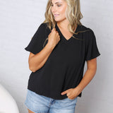 Hollis Effortless Grace V-Neck Blouse - Black