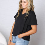Hollis Effortless Grace V-Neck Blouse - Black