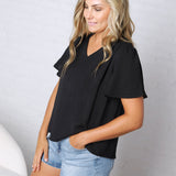 Hollis Effortless Grace V-Neck Blouse - Black