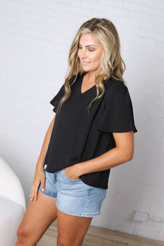 Hollis Effortless Grace V-Neck Blouse - Black