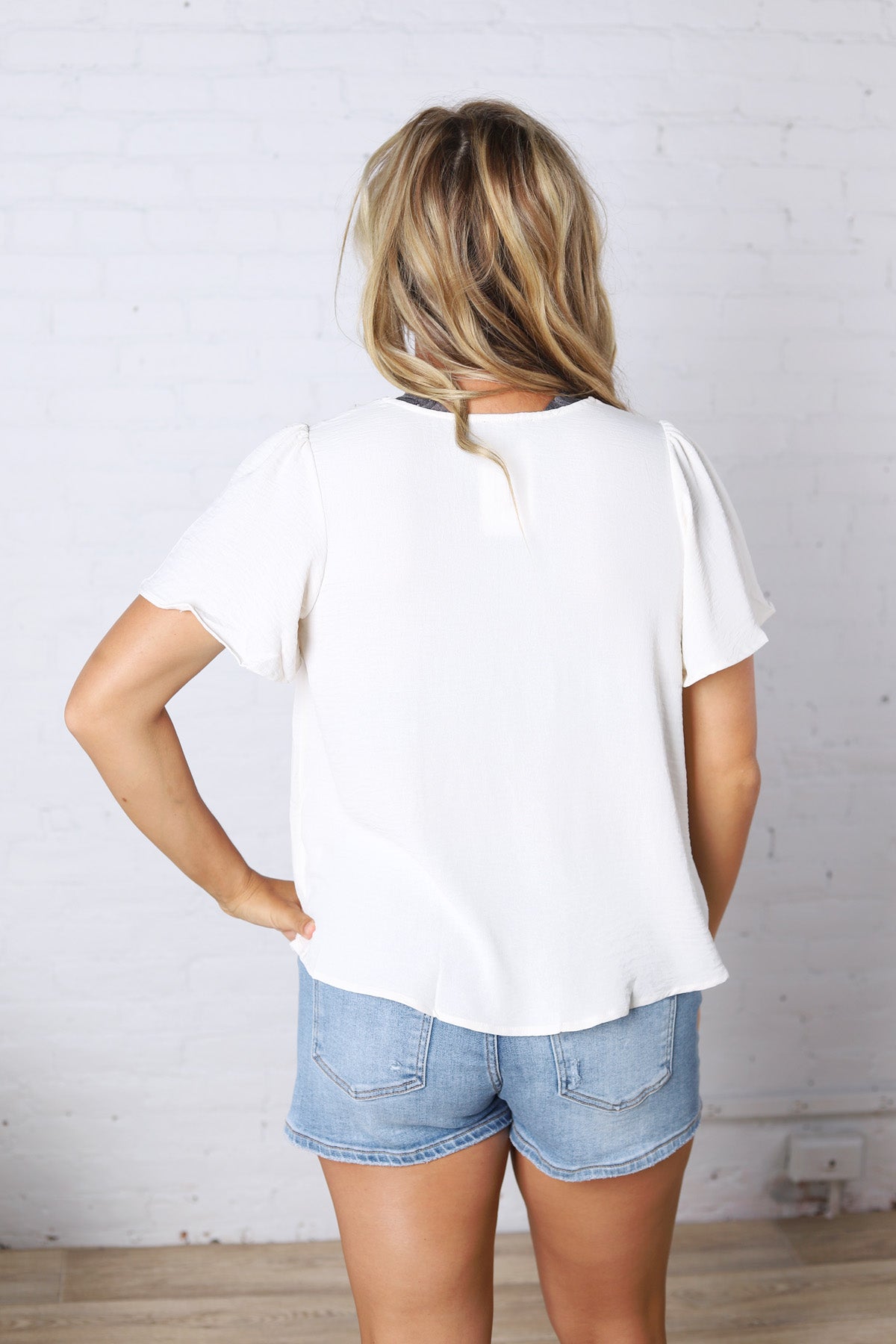 Hollis Effortless Grace V-Neck Blouse - Cream