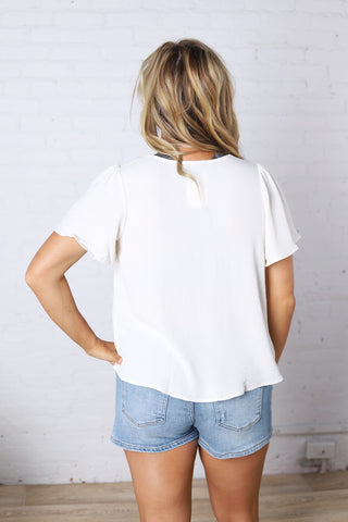 Hollis Effortless Grace V-Neck Blouse - Cream