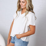 Hollis Effortless Grace V-Neck Blouse - Cream