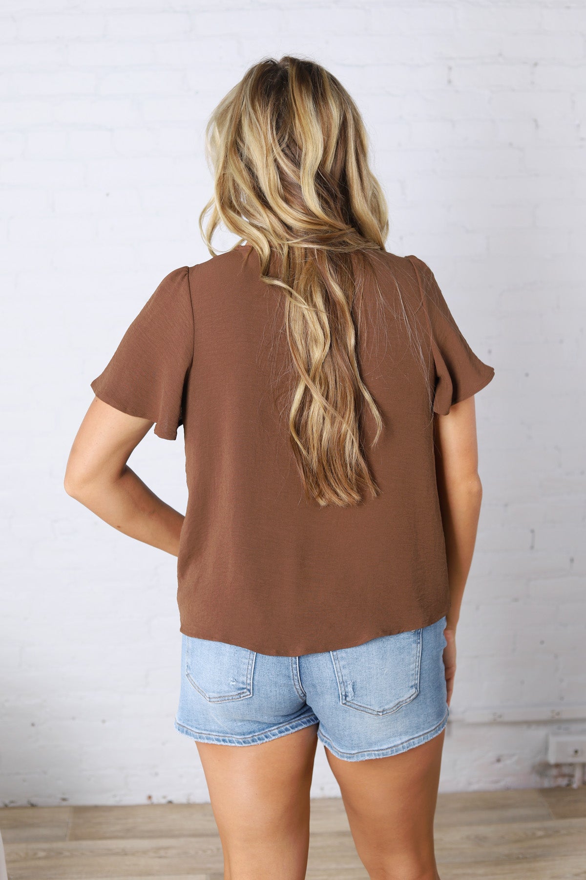 Hollis Effortless Grace V-Neck Blouse - Dark Mocha