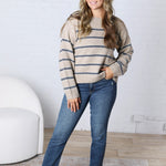 Hudson Two Tone Stripe Sweater - Oatmeal