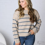 Hudson Two Tone Stripe Sweater - Oatmeal
