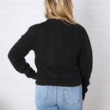 Huxley Puff Sleeve Sweater Cardigan - Black