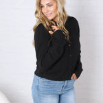 Huxley Puff Sleeve Sweater Cardigan - Black