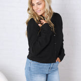 Huxley Puff Sleeve Sweater Cardigan - Black