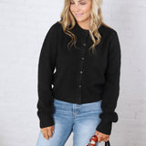 Huxley Puff Sleeve Sweater Cardigan - Black