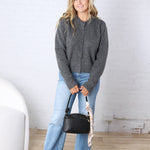 Huxley Puff Sleeve Sweater Cardigan - Charcoal