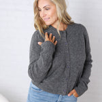 Huxley Puff Sleeve Sweater Cardigan - Charcoal