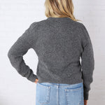 Huxley Puff Sleeve Sweater Cardigan - Charcoal