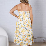 Georgia Floral Eyelet Pattern Scallop Lace Trim Midi Dress