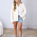 Eleni Denim Button-Up Jacket - Ecru
