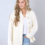 Eleni Denim Button-Up Jacket - Ecru