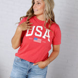 USA Est 1776 Graphic T-Shirt - Heather Red
