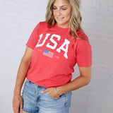 USA Est 1776 Graphic T-Shirt - Heather Red