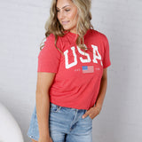 USA Est 1776 Graphic T-Shirt - Heather Red