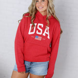 USA Est 1776 Sweatshirt - Cranberry Heather