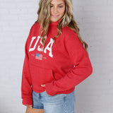 USA Est 1776 Sweatshirt - Cranberry Heather