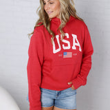USA Est 1776 Sweatshirt - Cranberry Heather