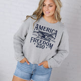 America Freedom 250 Cropped Sweatshirt - Athletic Heather