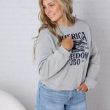 America Freedom 250 Cropped Sweatshirt - Athletic Heather