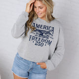 America Freedom 250 Cropped Sweatshirt - Athletic Heather
