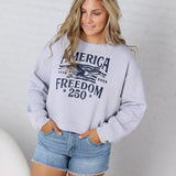 America Freedom 250 Cropped Sweatshirt - Lt Blue