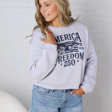 America Freedom 250 Cropped Sweatshirt - Lt Blue