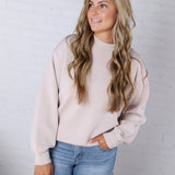 Sonja Scuba Mock Neck Pullover - Mocha Cream