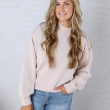 Sonja Scuba Mock Neck Pullover - Mocha Cream
