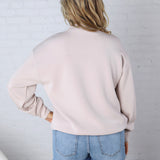 Sonja Scuba Mock Neck Pullover - Mocha Cream