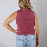 Elspeth Crew Neck Sleeveless Knit Tank - Pink