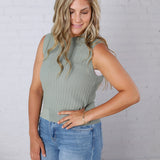 Aubrey Texture Ribbed Tank - Sage