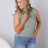 Aubrey Texture Ribbed Tank - Sage