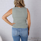 Aubrey Texture Ribbed Tank - Sage