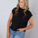 Sutton Sleeveless Ribbed Sweater Top - Black