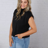 Sutton Sleeveless Ribbed Sweater Top - Black