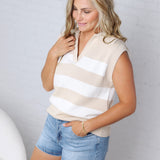 Merritt V-Neck Knit Top - Sand
