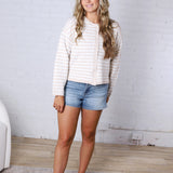 Dover Cardigan - Beige White Stripe